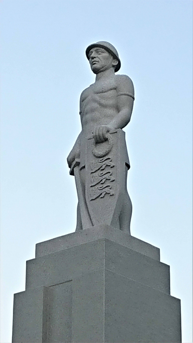 Värska Vabadussõja monumendi sõduri figuur (R.Haavamäe 1939.a. skulptuuri fotode alusel) 2020, graniit, h=2,2 m, Värska<br /> The figure of a soldier of Värska Monument for the  War of Independance (based on photos of the sculptor R.Haavamägi , 1939) granit, h=2,2 m, Värska, Estonia