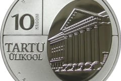 EV HÕBEDAST MEENEMÜNT pühendatud Tartu Ülikooli juubelile 2001 - vermitud Austraalias <br /> A SILVER COIN of Estonian Republic, dedicated to the anniversary of Tartu University 2001 - stamped in Australia